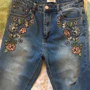Forever 21 Embroidered Jeans
